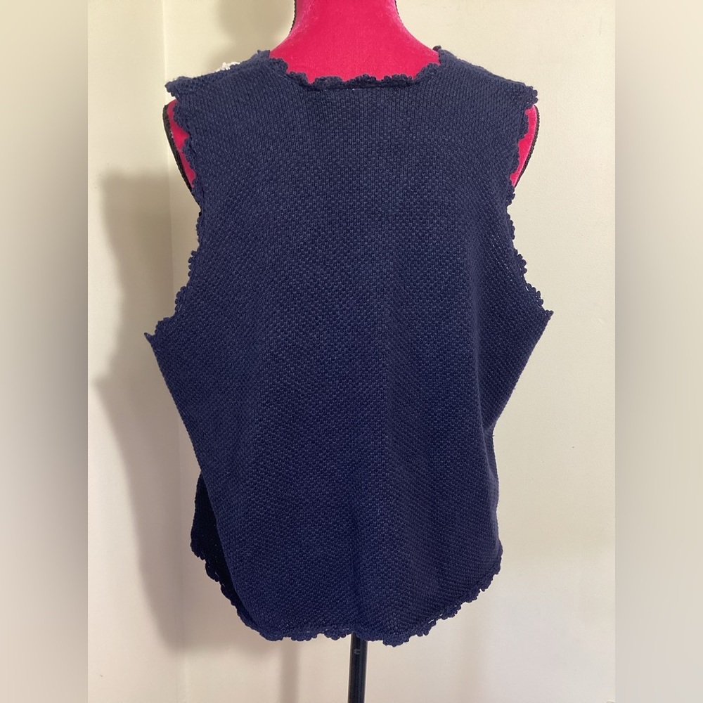 Vtg Embroidered Floral Knit Sweater Vest 18/20 Grannycore Cottagecore Coquette - Picture 4 of 14